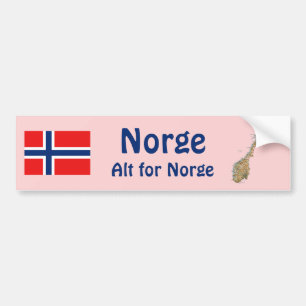 Norway Flag + Map Bumper Sticker
