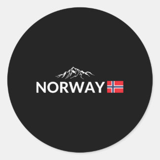 Norway Flag Mountain Outdoor Trip In Norway Classic Round Sticker