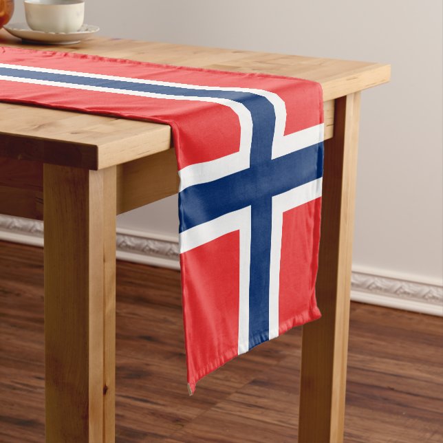 Norway Flag Norwegian Patriotic Short Table Runner (In Situ)
