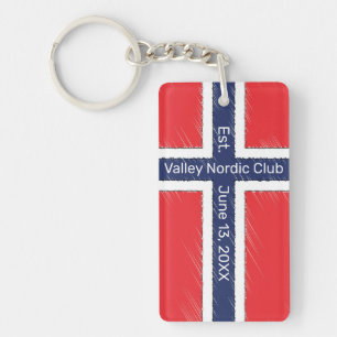 Norway Flag Personalised Name or Initials Design Key Ring