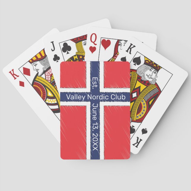 Norway Flag Personalised Name or Initials Design Playing Cards (Back)