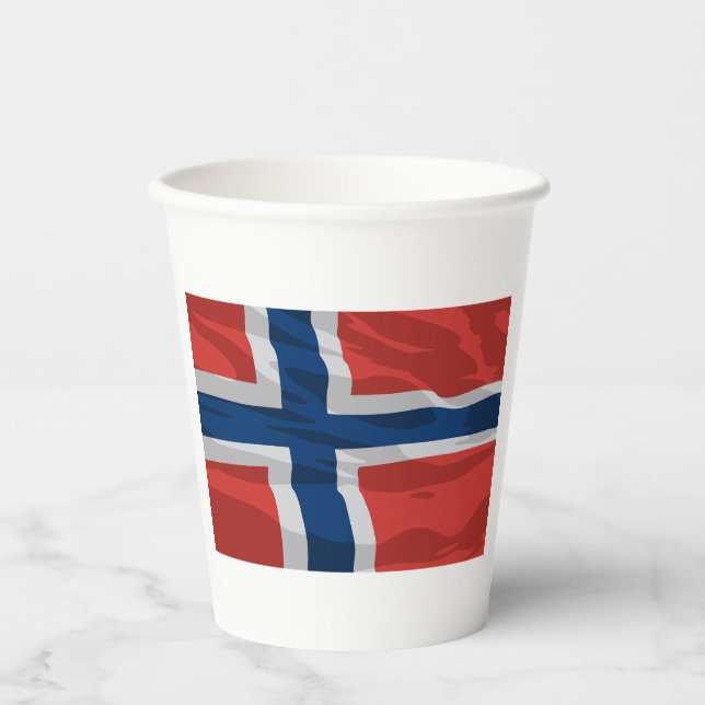 Norway Flag Red And Blue Paper Cups (Front)