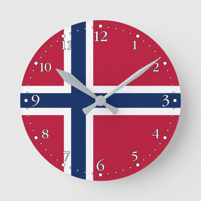 Norway Flag Round Clock (Front)