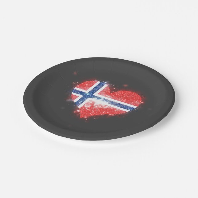 Norway Flag Shining Beautiful Paper Plate (Angled)