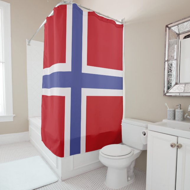 Norway flag shower curtain (In Situ)