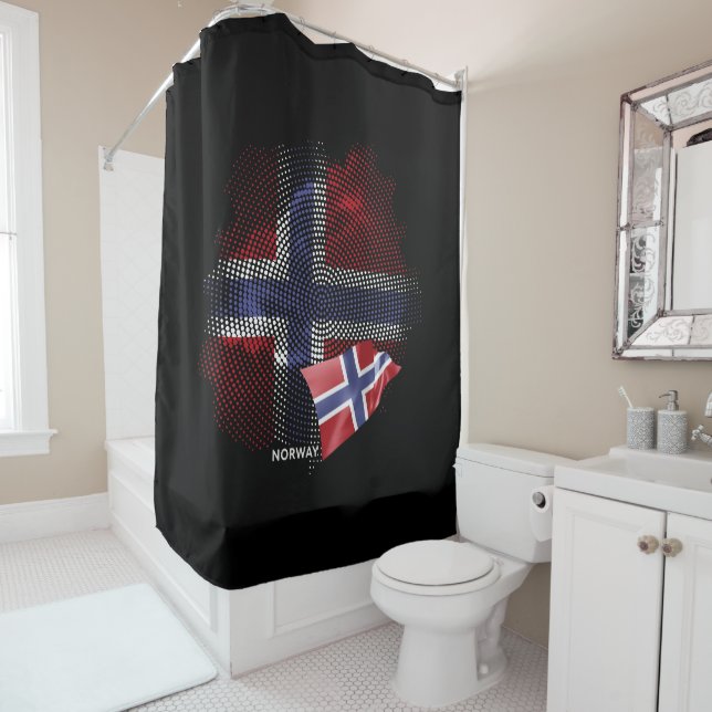 Norway flag shower curtain (In Situ)