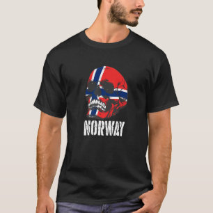 Norway Flag Skull Norwegian Pride Patriotic T-Shirt