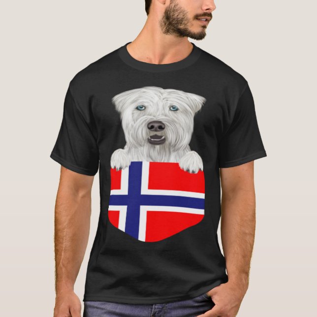 Norway Flag Soft Coated Wheaten Terrier Dog In Poc T-Shirt (Front)