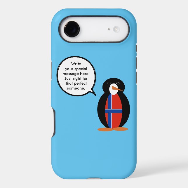 Norway Flag Talking Ms Penguin Personalised Text  (Back)