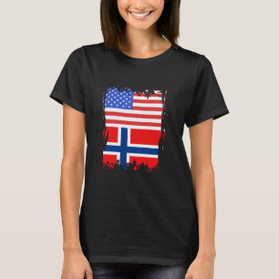 Norway Flag USA America Norwegian Roots Norwegian T-Shirt