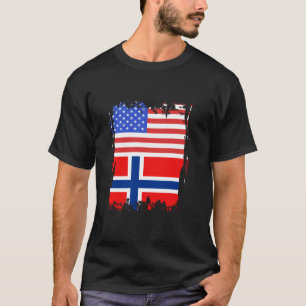Norway Flag USA America Norwegian Roots Norwegian T-Shirt