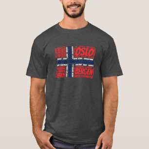 Norway Flag with City Names Word Art T-Shirt