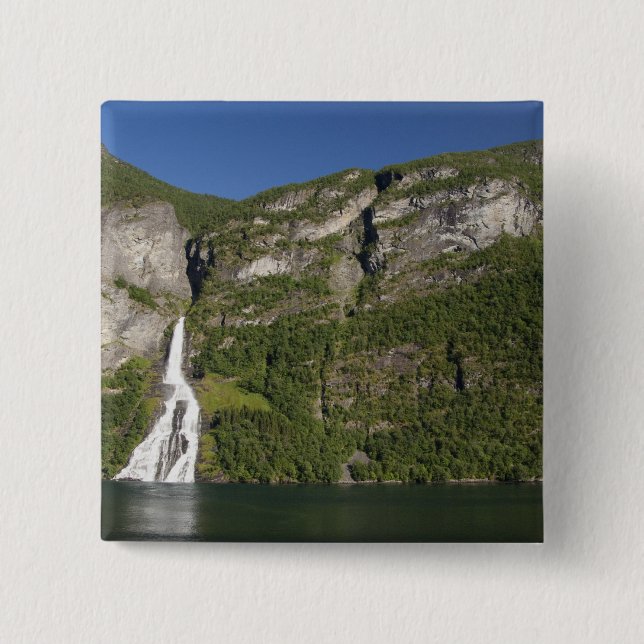 Norway, Geirangerfjord (UNESCO), Geiranger. 15 Cm Square Badge (Front)