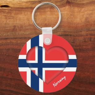 Norway & Heart, Norwegian Flag fashion / sport Key Ring