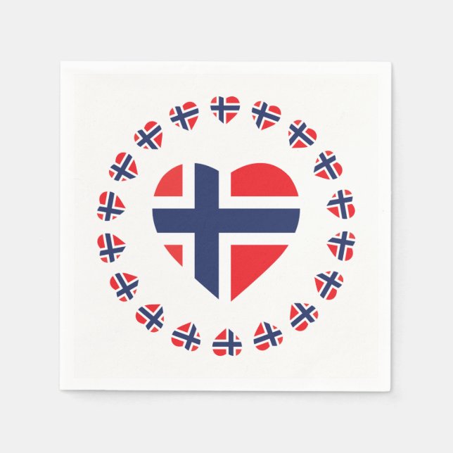 NORWAY HEART SHAPE FLAG NAPKIN (Front)