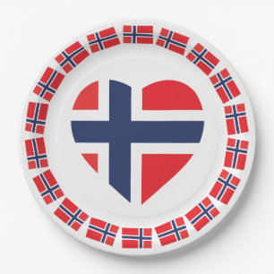NORWAY HEART SHAPE FLAG PAPER PLATE