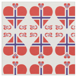 Norway Hearts and Swirls pattern Fabric