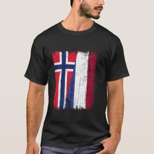 Norway Holland Half Flag Norwegian Dutch Heritage T-Shirt