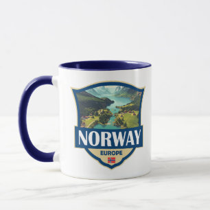 Norway Illustration Retro Badge Mug