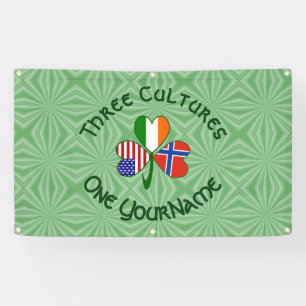 Norway Ireland USA Shamrock Flag Personalised Banner