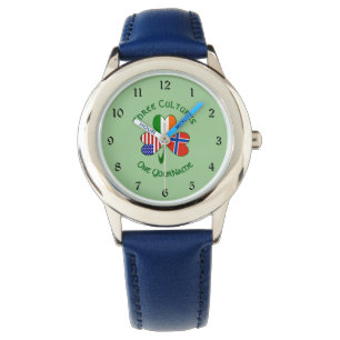 Norway Ireland USA Shamrock Flag Personalised Watch