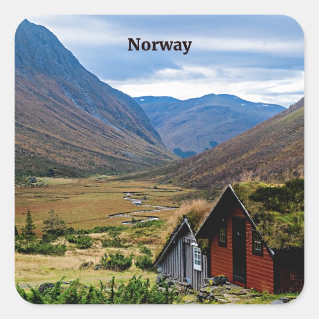 Norway landscape photograph square sticker (Front)