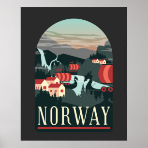 Norway Landscape Vintage Poster