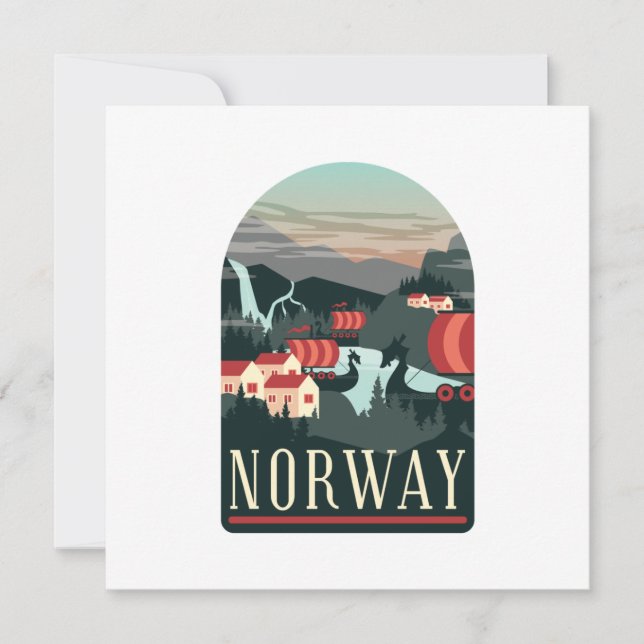 Norway Landscape Vintage Travel Greeting Card (Front)