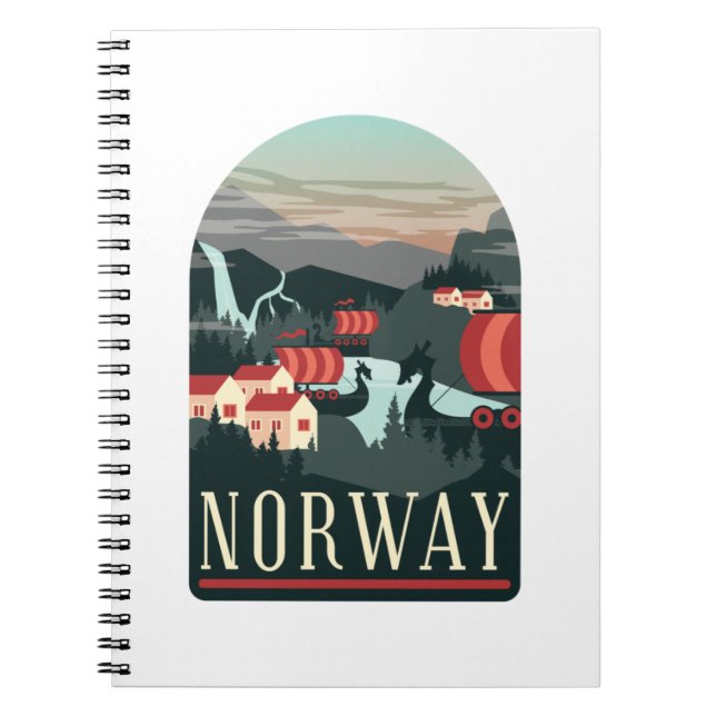 Norway Landscape Vintage Travel Postcard Notebook (Front)