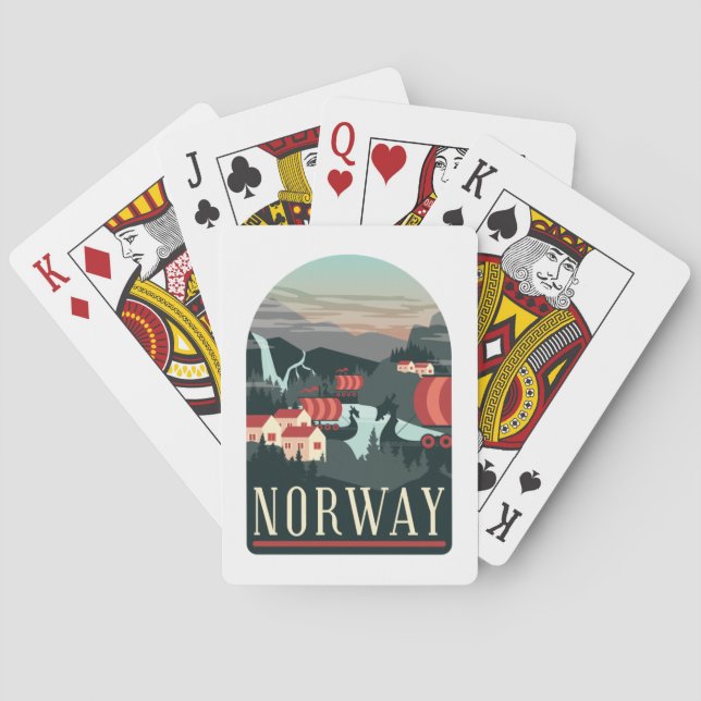 Norway Landscape Vintage Travel Postcard Playing Cards (Back)