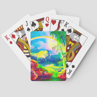 Norway landscape with a rainbow   playing cards
