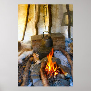 Norway, Lapland, inside a Sami tent Poster