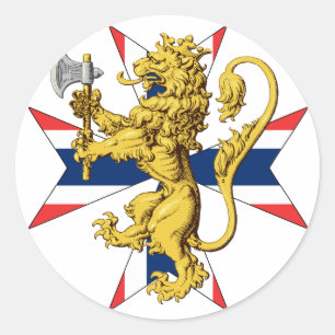 Norway Lion Cross Norwegian Flag Classic Round Sticker