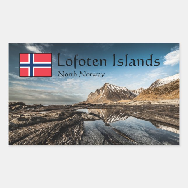 Norway Lofoten Landscape Photo Rectangular Sticker (Front)
