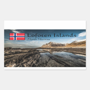 Norway Lofoten Landscape Photo Rectangular Sticker