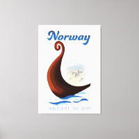 Norway long boat travel poster