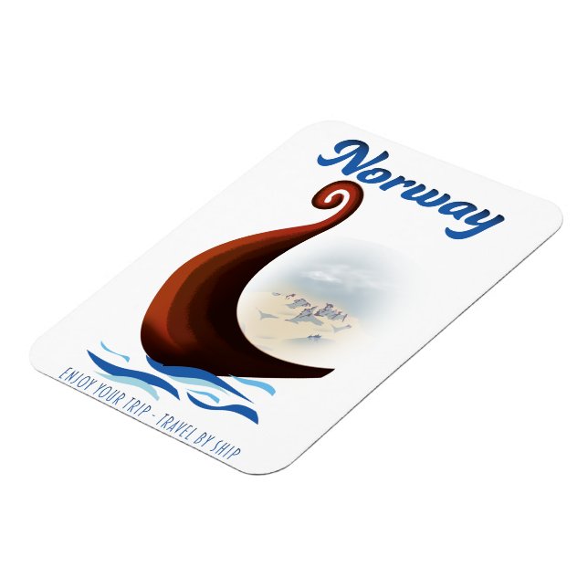 Norway long boat travel poster magnet (Left Side)