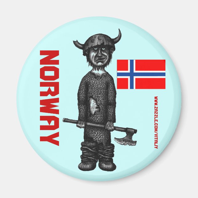Norway magnet with funny viking (Front)