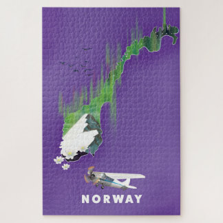 Norway Map Illustrated print poster. Jigsaw Puzzle