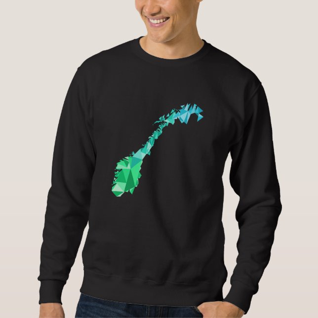 Norway Map In Polygon Style  Geometric  Scandinavi Sweatshirt (Front)
