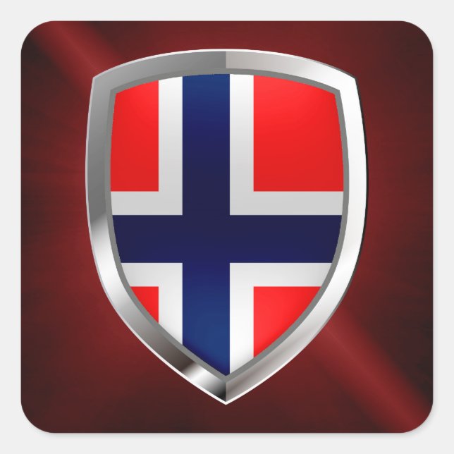 Norway Metallic Emblem Square Sticker (Front)
