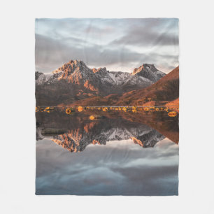 Norway Mountains Landscape Photo Fleece Blanket