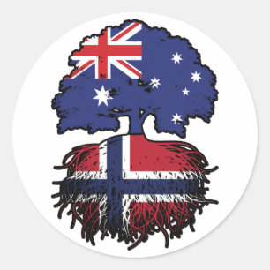 Norway Norwegian Australian Australia Tree Roots Classic Round Sticker