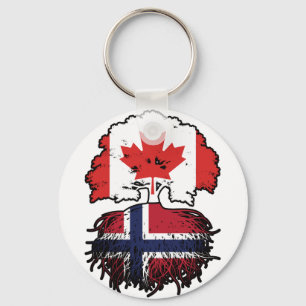 Norway Norwegian Canadian Canada Tree Roots Flag Key Ring