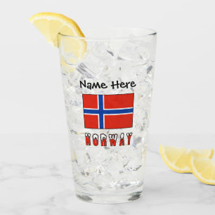 Norway Norwegian Flag Black Personalisation Glass