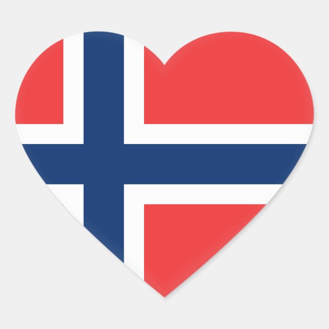 Norway (Norwegian) Flag Heart Sticker (Front)