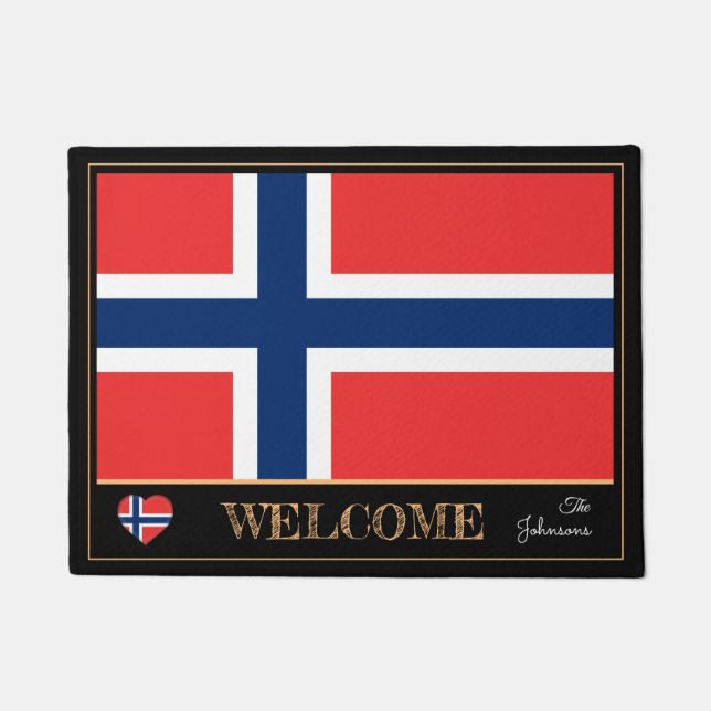 Norway & Norwegian Flag house mats/sports Welcome Doormat (Front)