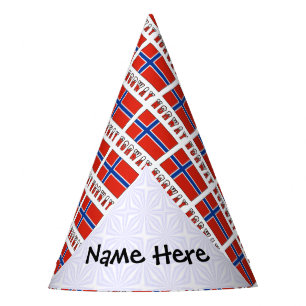 Norway Norwegian Flag Tiled Personalised Name Party Hat