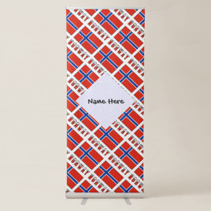 Norway Norwegian Flag Tiled Personalised Name Retractable Banner