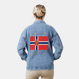 Norway, Norwegian flag, with coat of arms/blue Denim Jacket